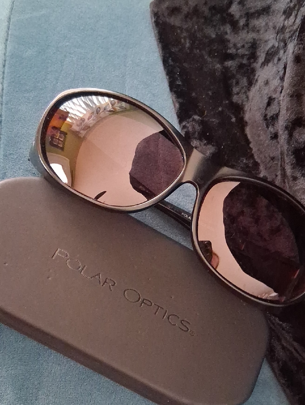 Polar Optics Black Sunglasses with Pink-Tinted Lenses